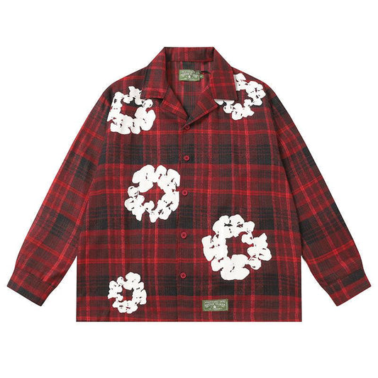 Denim Tears Kapok Flower Pattern Red Button Up Set
