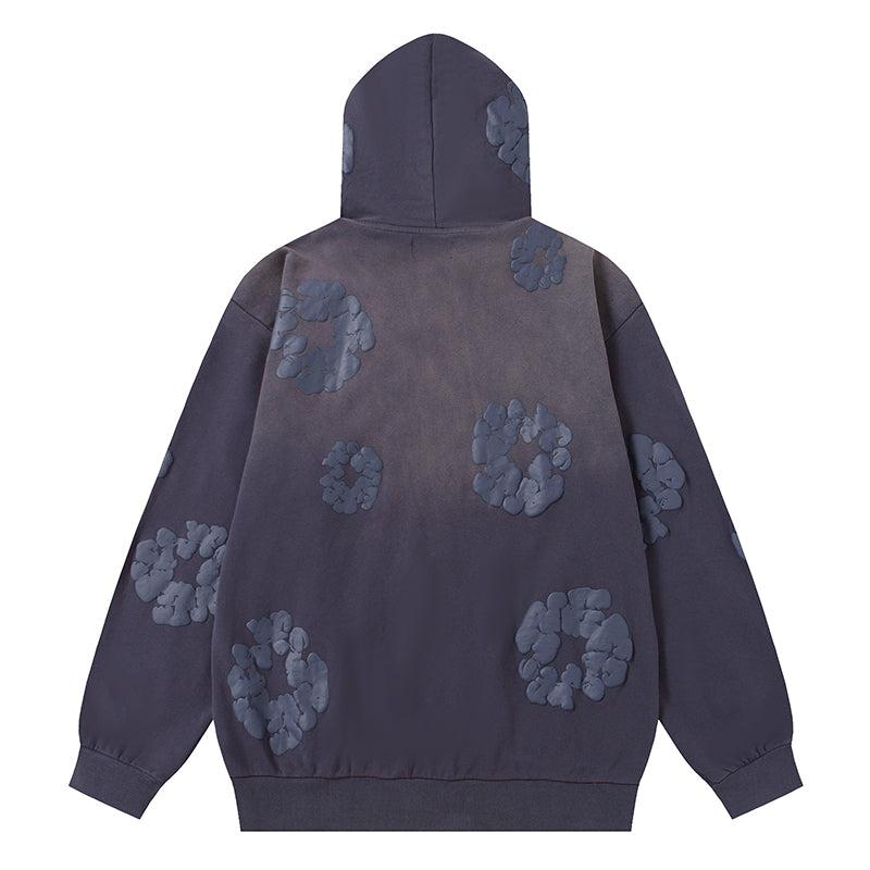 Denim Tears Kapok Flower Pattern Printed Dark Blue Tracksuit